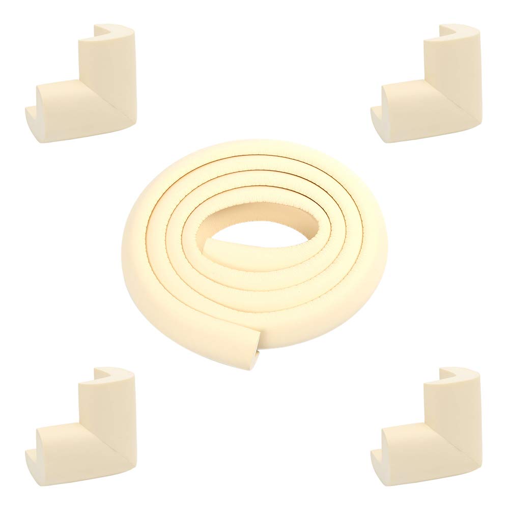 YOFASEN Baby Proofing Safety Corner Protectors Guards & Edge Set - Table Furnitures Corner Guards - 6.56Ft Edge Guards + 4 pcs Corner Guards, Beige