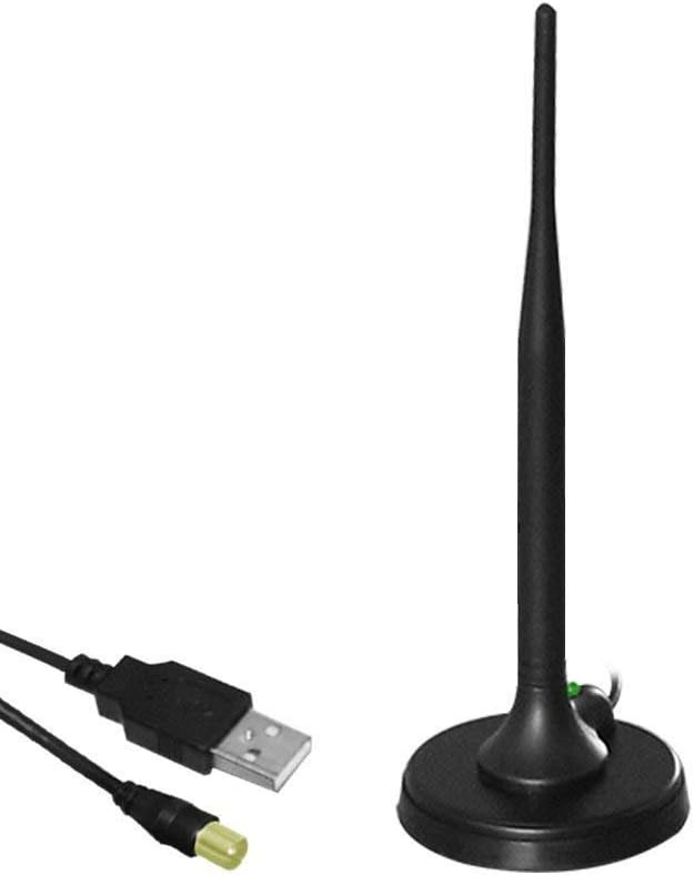 HIDB Gain 30dBi Amplified Aerial HDTV Antenna - Magnetic Base HD Freeview TV Aerial, Built-in Detachable Amplifier with Separate USB Power Supply, F Type Coax Connector, Black