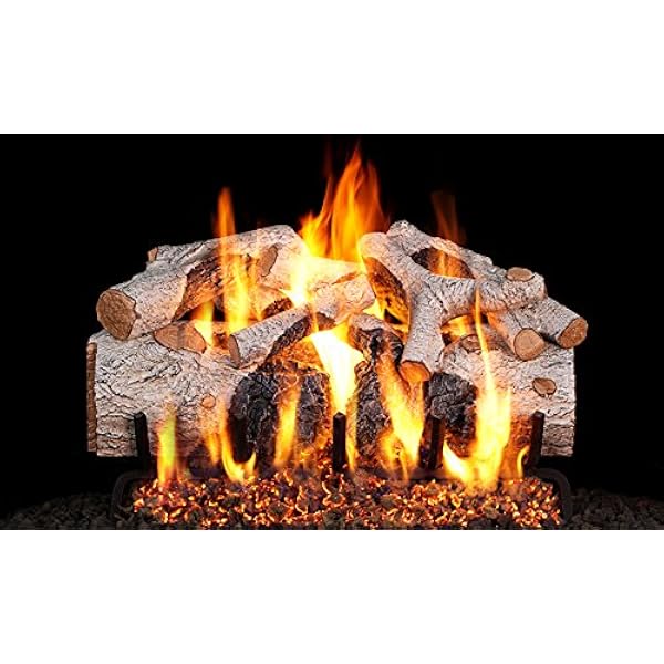 Amazon.com: Peterson Real Fyre 24-Inch Charred Evergreen Oak Gas Log Set  with Vented Propane G52 Burner - Electronic Variable Remote : Home u0026 Kitchen