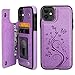 Vaburs Compatible with iPhone 11 Case Wallet with Card Holder, Embossed Butterfly Premium PU Leather Double Magnetic Buttons Flip Shockproof Protective Cover for iPhone 11 6.1 Inch(Purple)