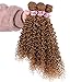 Golden Afro Kinky Curly Synthetic Hair Weave 3 Bundles 16 18 20 Inches Color 27 Heat Resistant Fiber Hair Extensions