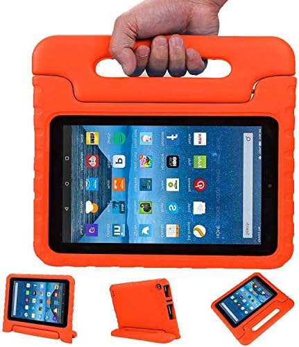 Fire 7 2015 Case SANJOIN [Kids Case] Shock Proof Children EVA Shell with Convertible Handle Light Weight Protective Stand Cover for Amazon Fire 7 Tablet (7 inch Display, 2015 Release Only), Orange