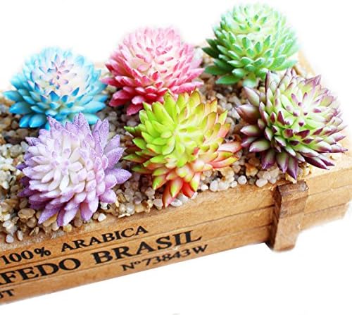 7Pcs Artificial Succulents Pots Plants Flowers Colorful Echeveria Chihuahuaensis Simulation Cactus Cacti DIY Materials Decorative Plastic For Office Home Decor Craft Making