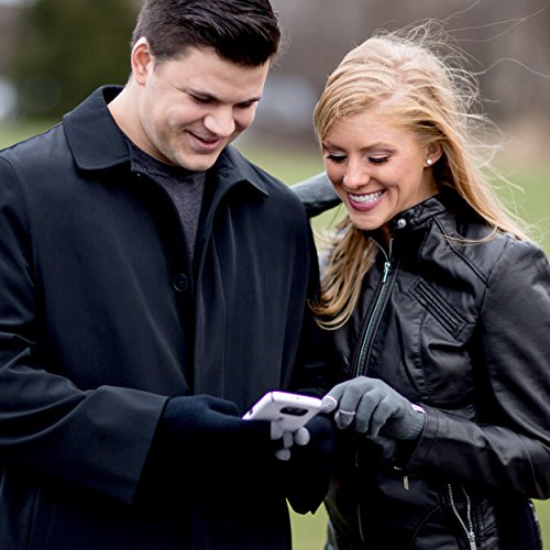 iGotTech Texting Gloves for Smartphones & Touchscreens, Gray with Pink Details
