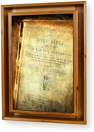 Stealth Furniture Hidden Compartment Picture- Wall Mounted Type 1- Medium (Light Hickory - Holy Bible)