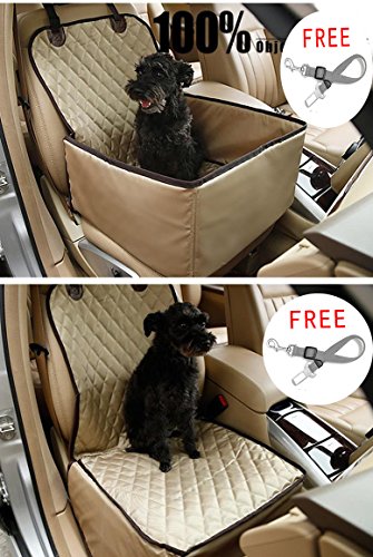 Dog Car Seat Cover Pet Booster Seat, C&D Deluxe 2 in 1 Dog Seat Cover
for Cars Waterproof Dog Front Seat Cover Pet Bucket Seat Cover (Beige)
