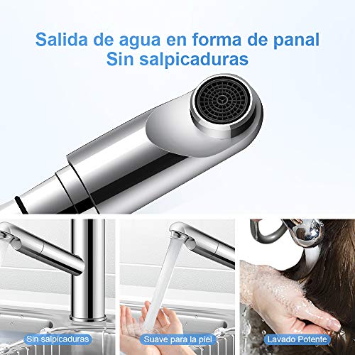 Grifo Cocina,bedee Grifo Cocina Extraible 100 cm Agua Fría y Caliente,Acero Inoxidable Grifos de Fregadero Cocina Caño Giratorio de 360° Diseño