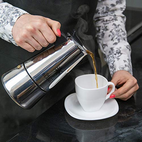 Palm Beans Espressokocher Induktion geeignet | Edelstahl | 4-6 Tassen Espressokanne | 12oz Mokkakanne – Bild 6