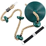 ZNCMRR Climbing Rope with Platforms and Disc Swing Seat Set Playground Accessories Including Bonus Hanging Strap & Carabiner