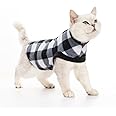 EXPAWLORER Plaid Cat Sweater - Pet Clothes Cat Puppy Vest Warm Fleece Hoodie for Cats, Fall and Cold Winter Coat Pullover Design, Buffalo Checked Sweatshirt Clothing Also for Small Dogs