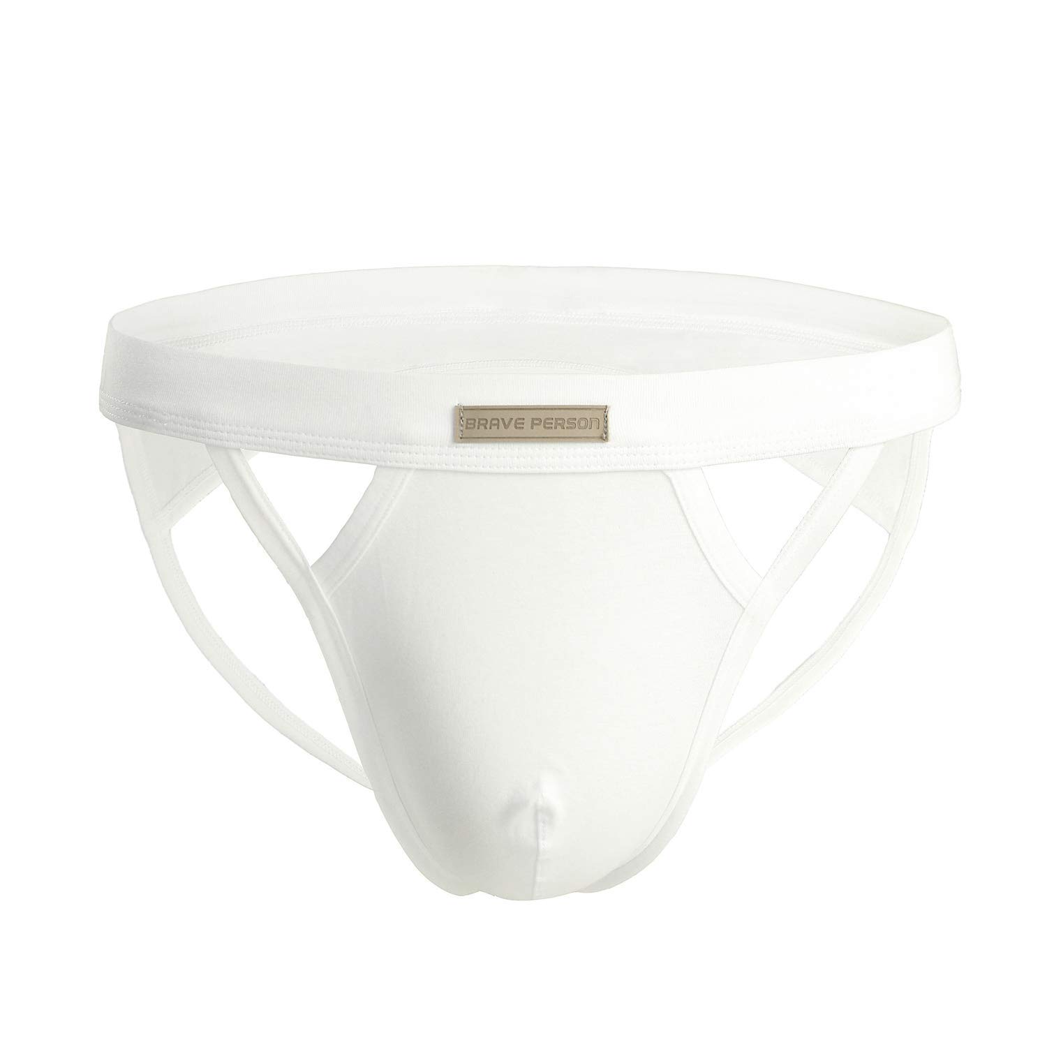 Comhere Men\'s Jockstraps Underwear Athletic Supporters Elastic Cotton Bikini Briefs (White, X-Large)