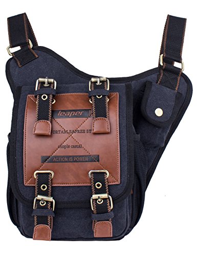 Leaper vintage canvas chest bag shoulder military messe…
