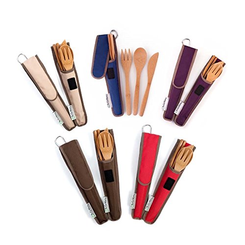 Bamboo Travel Utensils ToGo Ware Utensil Set with Carrying Case (Agave)