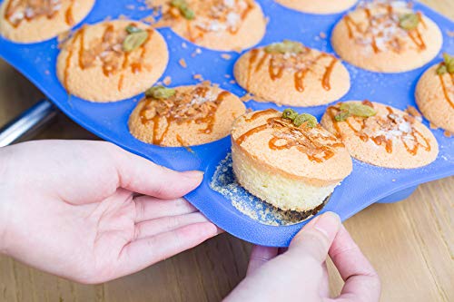 Aokinle Silicone Muffin Pan-Cupcake Baking Pan,12 Cup Bakeware Molds,Non-Stick BPA Free,Tray Tools