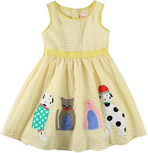 Sharequeen Hometown White Cloud Printing Cap Sleeve Cotton Girls Dress Light Blue Color Flower Neck