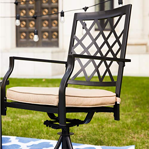 Top Space Outdoor Swivel Chairs Patio Rocker Lounge Chair Metal Bistro Set Club Arm Chair Dining Furniture for Garden Backyard (Set of 2, Beige)