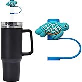 Blue turtle Straw Cover for Stanley 40&30 Oz Cup, 10mm Silicone Straw Covers Cap for Stanley Cup Accessories, Cute Straws Topper for Tumblers, Cap Stopper for Reusable Straws Tip Lids
