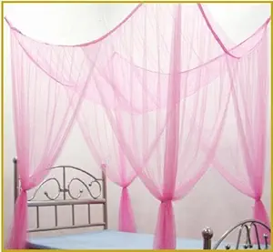 OctoRose 4 Poster Bed Canopy Netting Functional Mosquito Net Full Queen King (Lt.Pink)