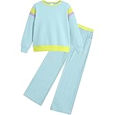JiAmy Girls Clothing Sets 2 Piece Color Block Sweatsuit Long Sleeve Stylish Tops and Pants Clothes for 3-12 Years