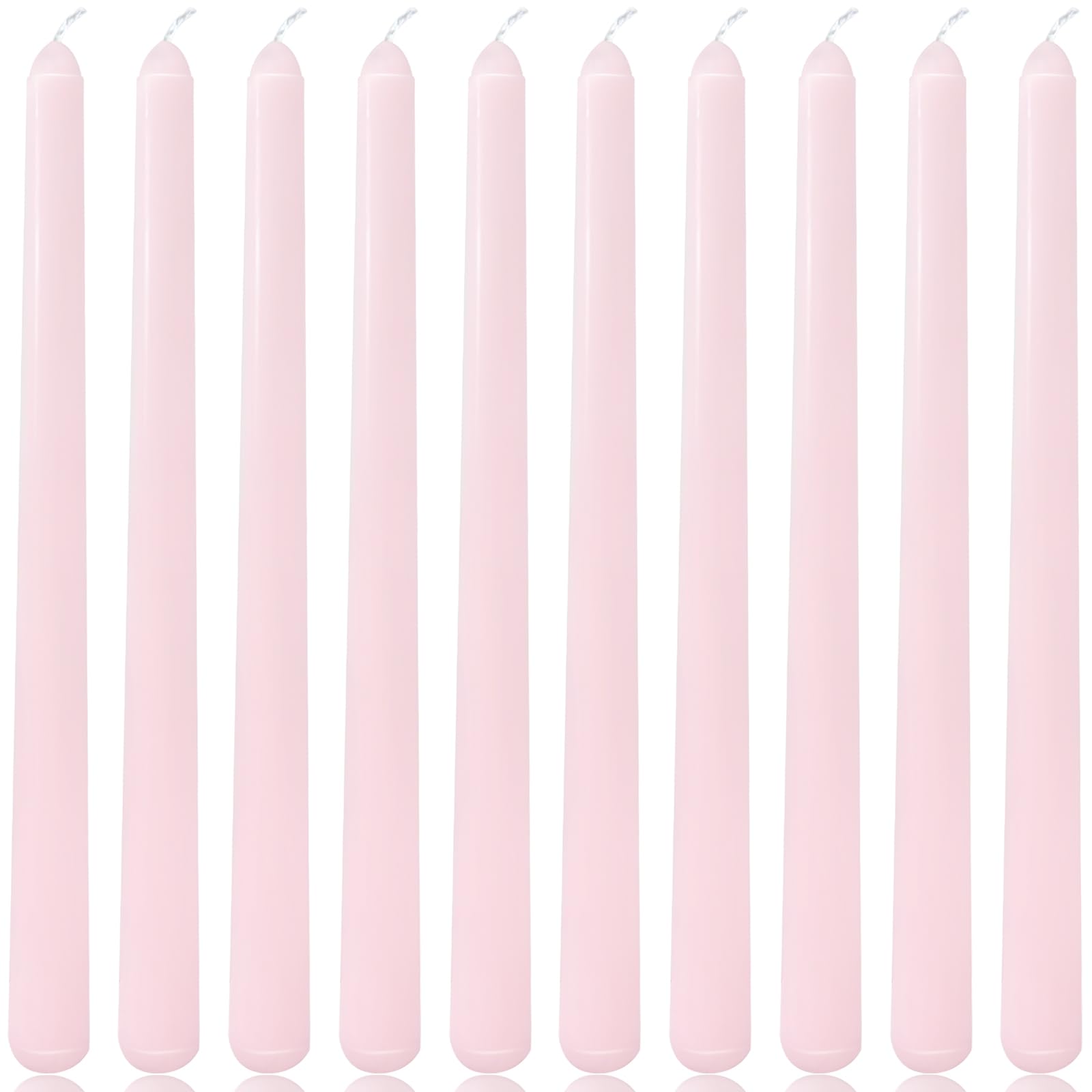 Photo 1 of 10 Inch Light-Pink Taper Candles for Home Decoration, 10 Pack Unscented Candlesticks for Dinner Wedding Party, Smokeless and Dripless Candle Sticks