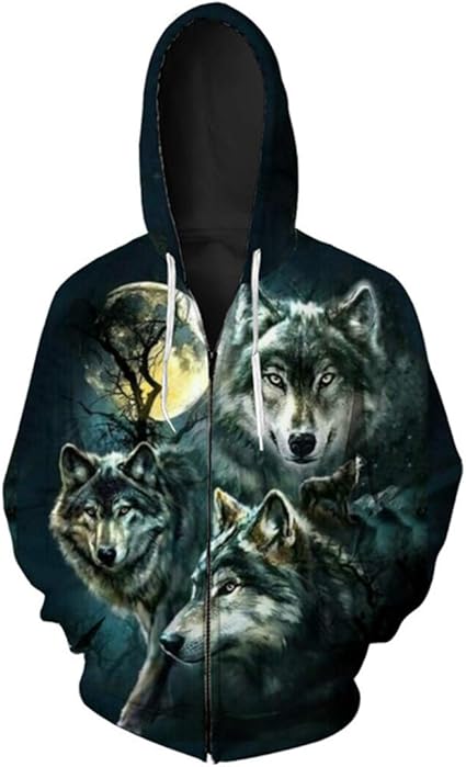 wolf zipper hoodie