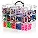SnapCube Stackable Arts & Crafts Case, 3-Tier Clear Stackable Storage Box with Compartments, On-the-Go Craft Keeper, Jewelry Box, Bead Organizer Case, Kids Jewellery Box w/ Dividers, Tool Storage Box