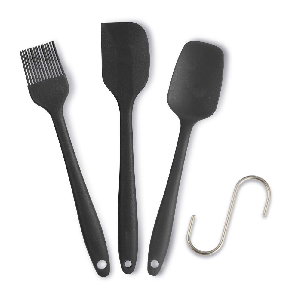 Silicone Spatulas for Cooking Cake Spatulas for Baking Non-Stick Heat Resistant Spatulas and Pastry Brushes for Kitchen Seamless and Indestructible (HS003BCB)