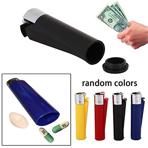 Hanbaili (1 Pcs Random Color) Lighter Shaped Secret Stash Box, Hidden Compartment Diversion Safe Storage Case Money Handling