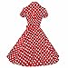 Samtree Womens Polka Dot Dresses,50s Style Short Sleeves Rockabilly Vintage Dress(S(US 2),Polka Dot Red)