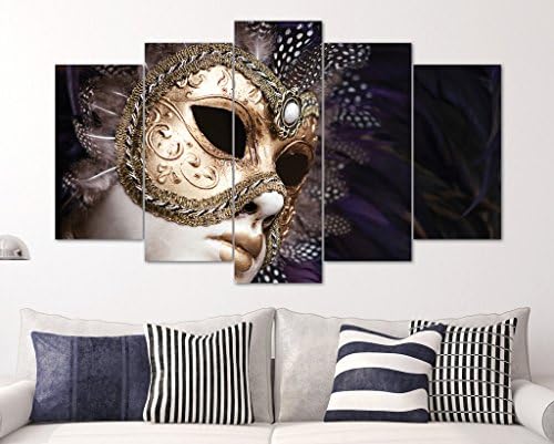 5 Panel Painting on Forex - Wall Decorations for Living Room - Masquerade by CharmingHome