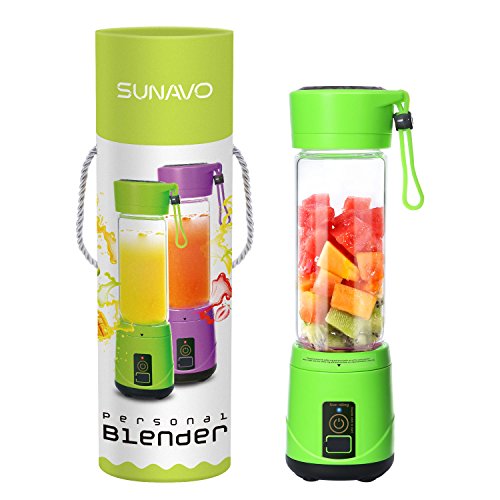 SUNAVO BL-10 Portable Blender Mixer USB Rechargeable,Blender Smoothie Single Served,USB Electric Safety Juicer Cup,Shakes and Smoothies Blender,USB Charging Sport Mini Juice Maker 148 watts,Green