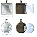 Bundle 10 Pcs Round Pendant Trays & 10 Pcs Square Pendant Trays with 20 Pcs Glass Cabochon Dome Tiles for Crafting DIY Jewelry Making, Silver and Bronze,Totally 40 Pcs (Style 1)