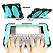 iPad 6th/5th Generation Case,SEYMAC Three Layer Heavy Duty Soft Silicone with Built-in Kikdstand Full-Body Protection Case for iPad 9.7 inch 2017/2018/iPad Pro 9.7/iPad Air 2 (Black/Sky Blue)