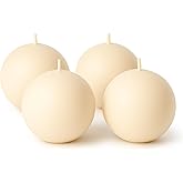 Biedermann & Sons Champagne Round Candles (Set of 4), Unscented Dripless Balls, 2.5" Spheres, 8 Hour Burn, for Centerpieces and Home Decor