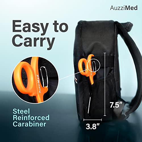 AuzziMed Trauma Shears with Carabiner Clip, Medical Shears with Curved