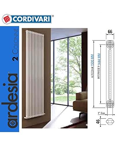 Cordivari pizarra radiador tubular 12 x 1500 9010 blanco.