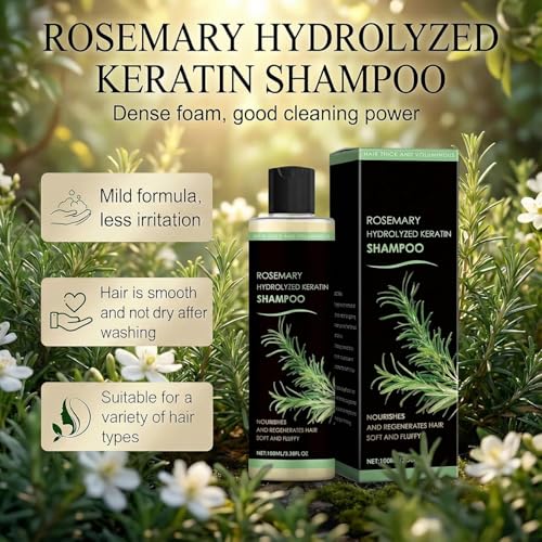 Champú De Romero Para El Crecimiento Del Cabello, 100ml Champú Orgánico De Romero Para La Caída Del Cabello, Fortalecedor Y Nutritivo Con Queratina Hidrolizada Para Hombres Y Mujeres