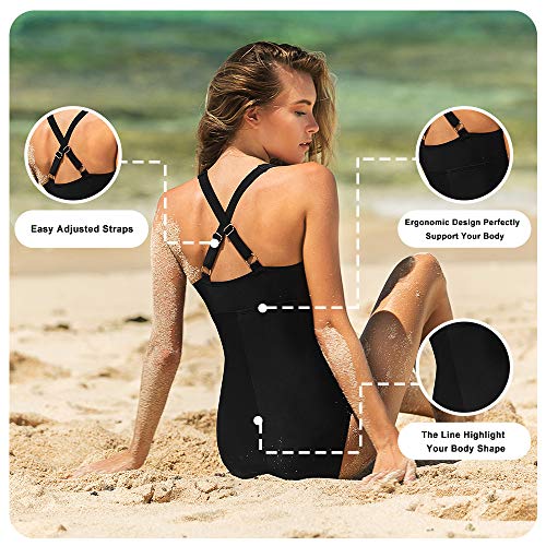 HAIVIDO V Neck One Piece Swimsuits with Ruching Bathing Suits Tummy