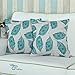 CaliTime Canvas Throw Pillow Cover Case for Couch Sofa Home, Peacock Feathers 18 X 18 Inches, Teal