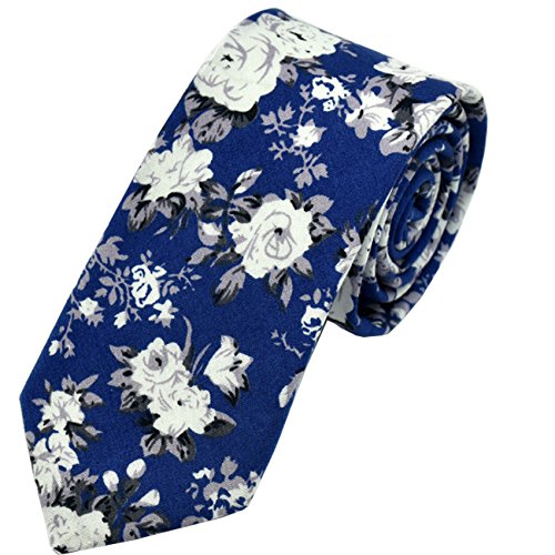 Men's Tie Floral Fashion Neck Ties Causal Formal Occasion Wedding Business (Navy Blue H2)
