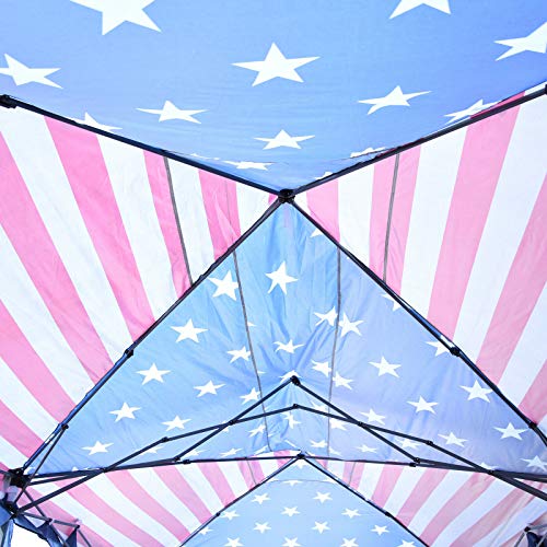 FDInspiration American Flag 10 x 20 FT Outdoor Pop Up Instant Shelter Event Tent Spring Wedding Party Sunshade w/Removable Mesh Netting Sidewalls with Ebook