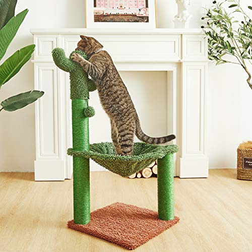 Catinsider 35 Inches Cactus Cat Tree with Hammock and Full Wrapped