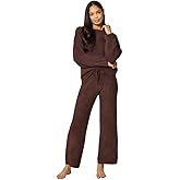 Softies Marshmallow Reverse Seam Crew Neck Lounge Set for Women Ultra Soft 2 Piece Loungewear with Bracelet Sleeve Top