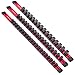 Carbyne 3-Piece Aluminum Socket Organizer (Red) 1/4-Inch, 3/8-Inch, 1/2-Inch Drive Socket Rails Hold 54 Sockets