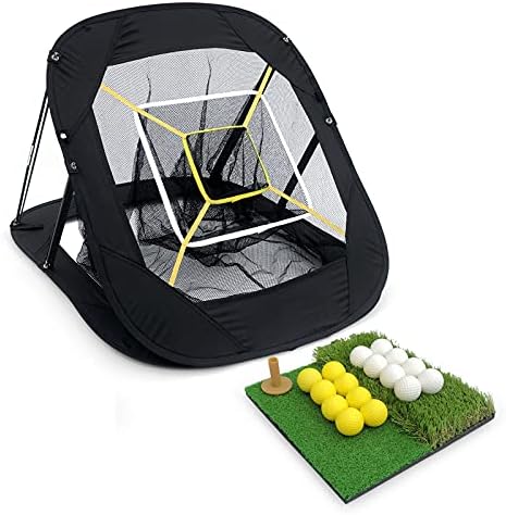 RAGECAMEL Golf Nets for Backyard Driving, Pop Up Golf Chipping Net, Golf Practice Nets for Backyard, with Dual Turf Hitting Mat(40mm Rough Turf & 10mm Fairway Turf), 16x Golf Balls RAGECAMEL Golf Nets for Backyard Driving, Pop Up Golf Chipping Net, Golf Practice Nets for Backyard, with Dual Turf Hitting Mat(40mm Rough Turf & 10mm Fairway Turf), 16x Golf Balls