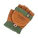 Flammi Kids Knitted Convertible Mittens Half Fingerless Gloves with Mitten Flap (Light Brown)