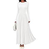 CFLONGE Fall Maxi Dress for Women 2025 Long Sleeve Knit Ribbed Cocktail Dresses Casual High Waisted Long Wedding Guest Dress