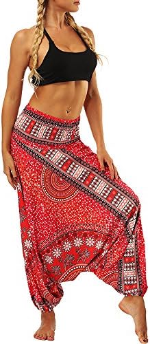 Clearance! Womens Summer Casual Loose Yoga Trousers Baggy Boho Aladdin Jumpsuit Sports Wide Leg Harem Pants