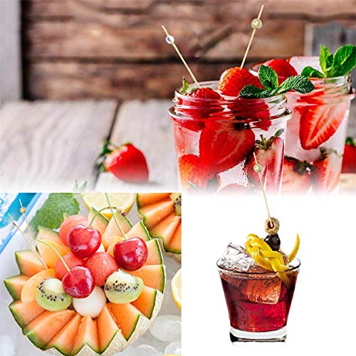 YAVO-EU 200 Cocktail Stick Cocktailspieße Spieße Holz Zahnstocher Fruchtstangen Bambus Picks Food Sticks 12cm (Goldene… – Bild 6
