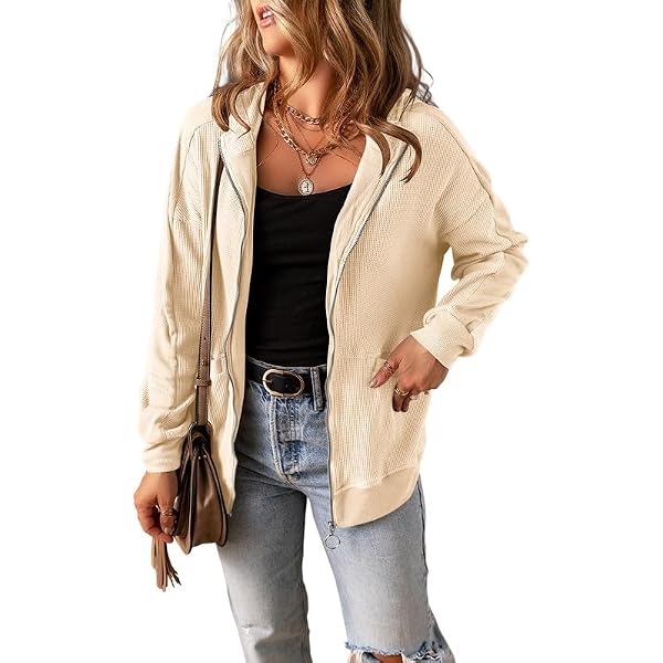 Womens Waffle Knit Beige Shirt Jacket Oversized Zip Up Shacket Batwing  Sleeve Tops with Pockets S : Amazon.ca: Clothing, Shoes u0026 Accessories
